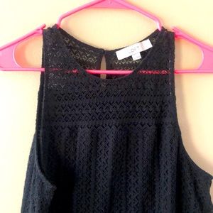 Black Lace Ruffle Blouse